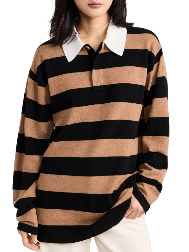 Guest In Residence Striped Rugby Cashmere Sweater